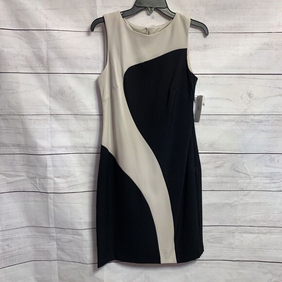 Sandra Darren Dress Sheath Small 4 6 party wedding Cocktail Zipper color-block - Picture 4 of 12